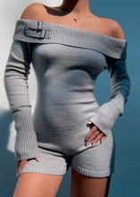 Load image into Gallery viewer, Reign Off The Shoulder Long Sleeve Romper (Grey)

