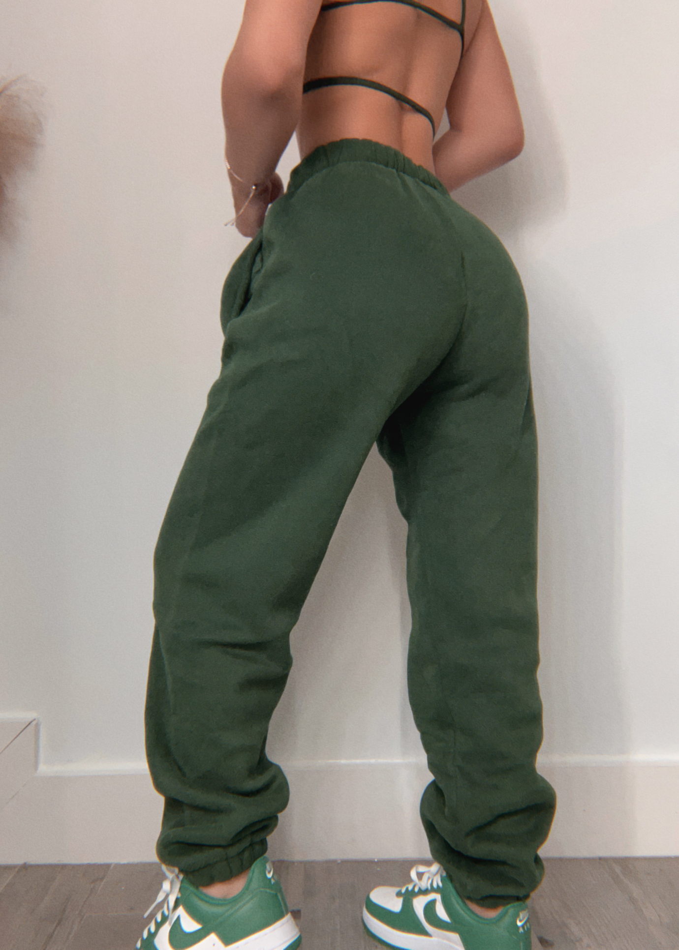 1-800-HIS-LOSS Crop Top And Jogger Set (Hunter Green)