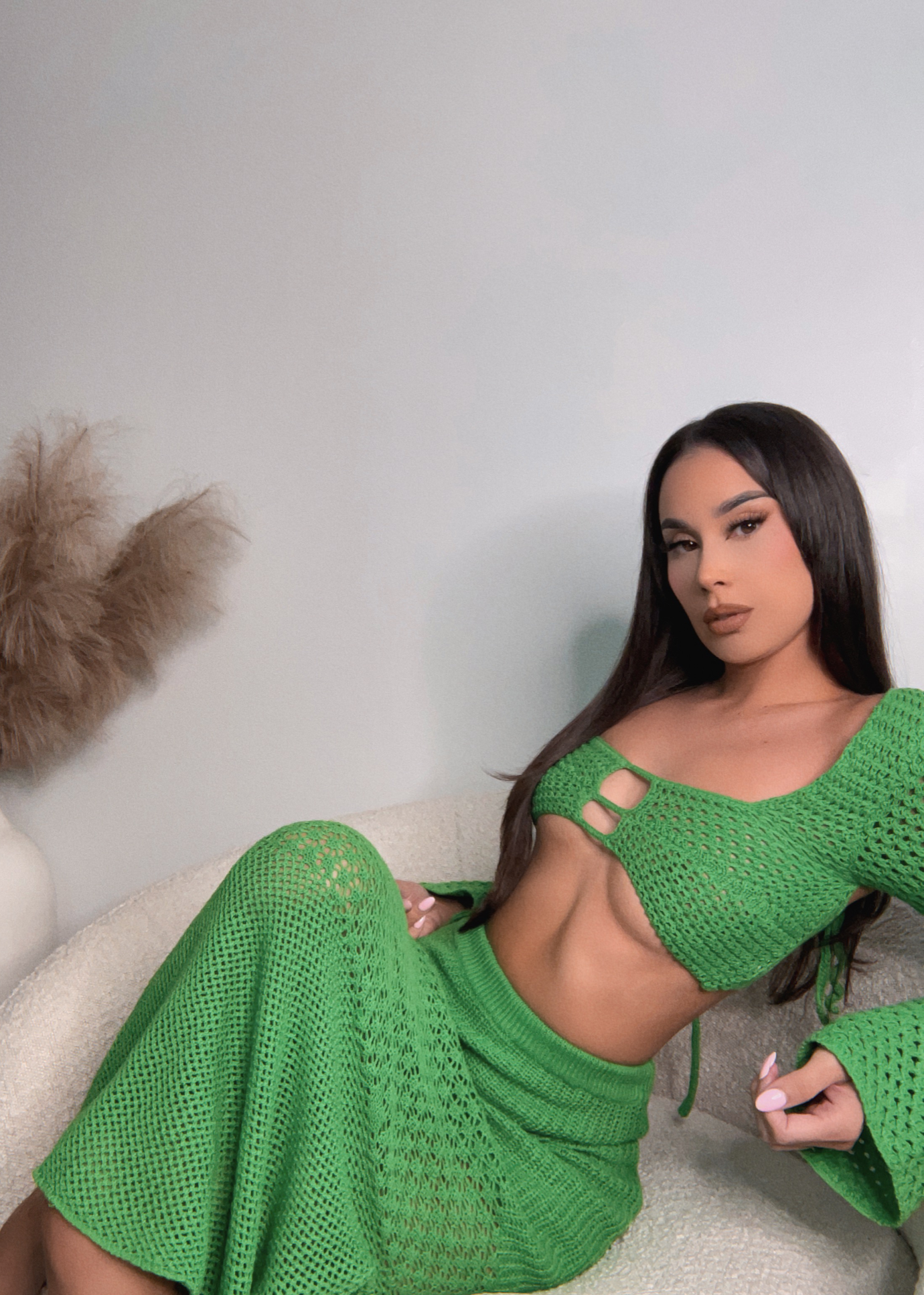 Bali Crochet Top & Skirt Set (Green)