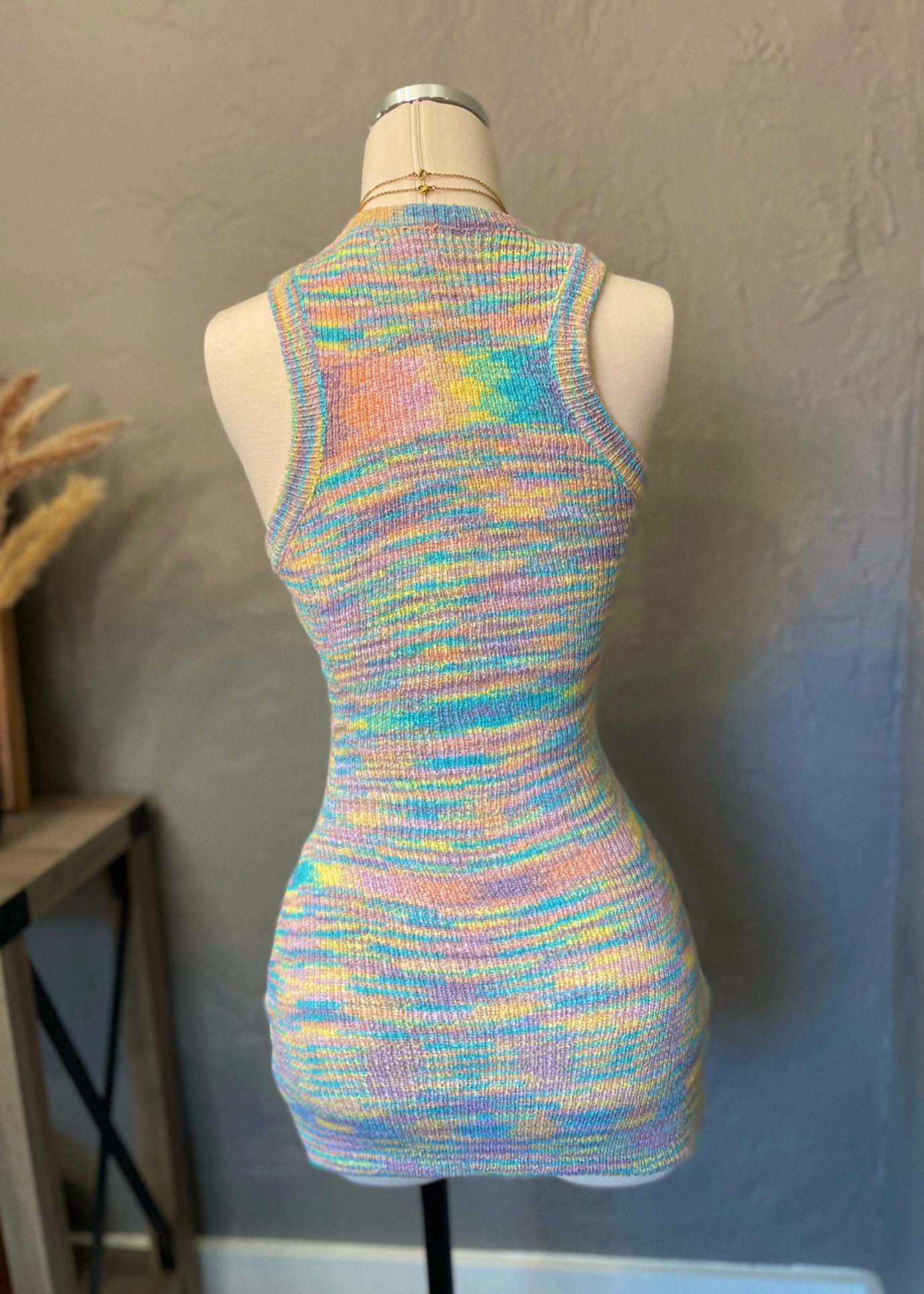 Summertime Attitude Knit Mini Dress (Pastel Multi)